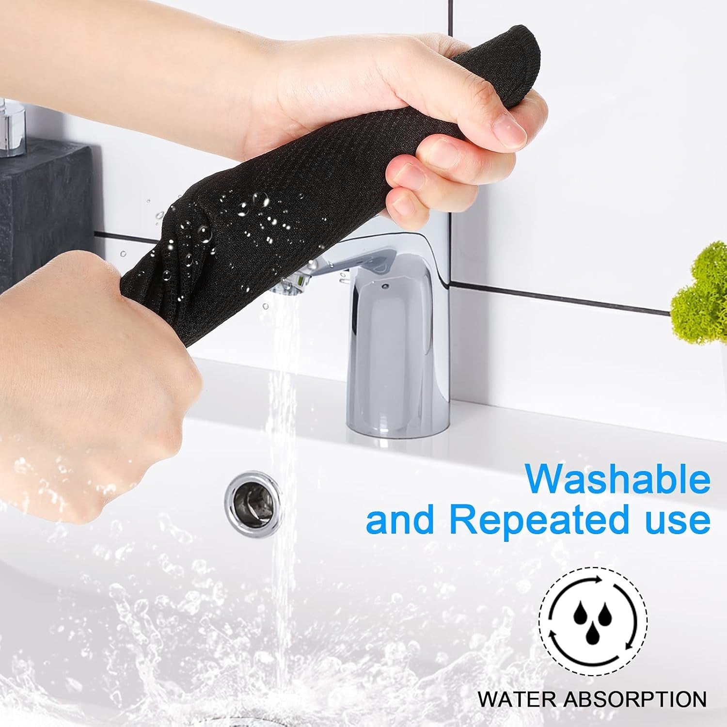 Kitchen Faucet Mat 2 Pieces Kitchen Sink Splash Guard Kitchen Sink Mats Faucet Splash Guard Faucet Splash Catcher Sink Splash Guard behind Faucet Counter Sink for Kitchen Bathroom (Black)