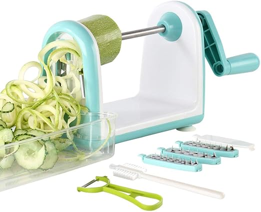 Spiralizer Vegetable Slicer - 5 Blades Vegetable Slicer for Veggie Noodles and Curly Chips