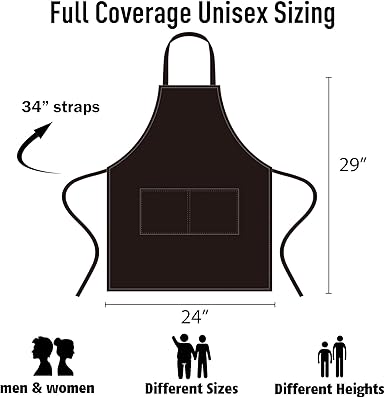 Unisex Black Apron Bulk with 2 Roomy Pockets & Machine Washable
