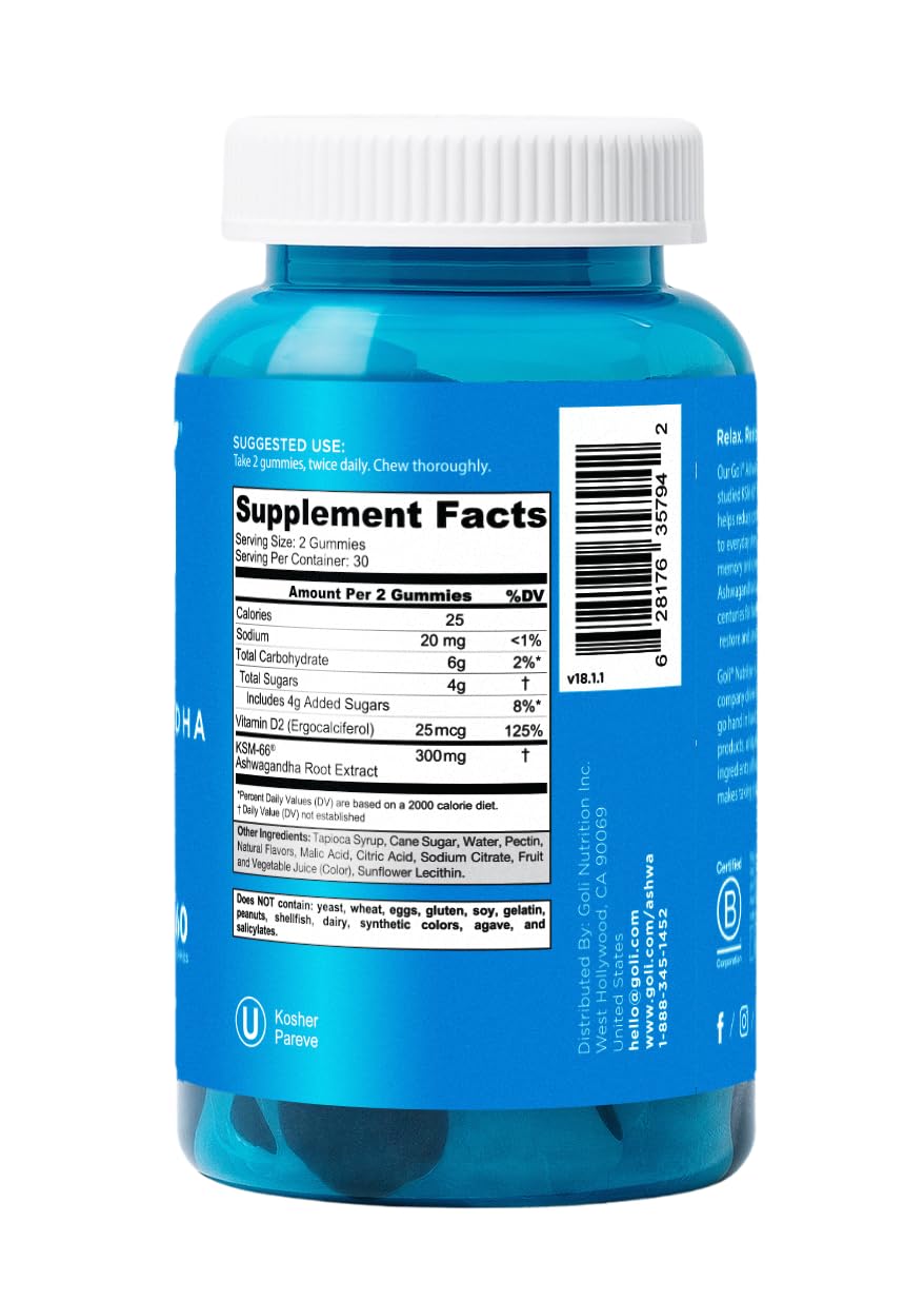 Goli Ashwagandha & Vitamin D Gummy - 60 Count