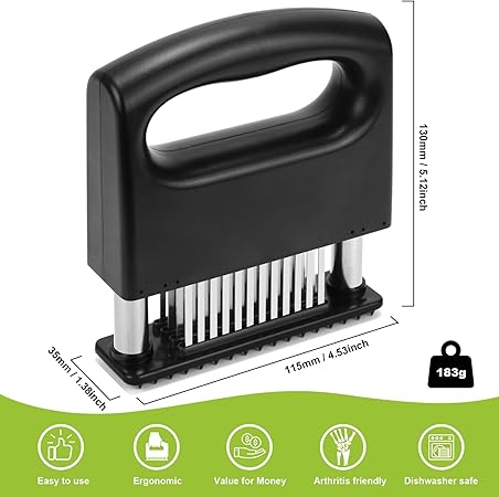 Meat Tenderizer Tool, Meat Tenderizer Stapler with 48 Stainless Steel Ultra Sharp Needle Blades