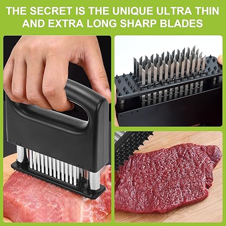 Meat Tenderizer Tool, Meat Tenderizer Stapler with 48 Stainless Steel Ultra Sharp Needle Blades