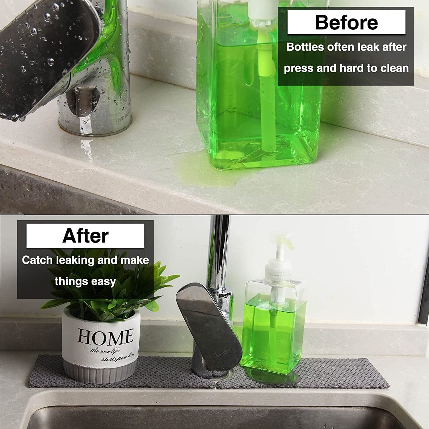 18'' Kitchen Faucet Absorbent Mat, Sink Splash Guard, Microfiber Faucet Handle Drip Catcher, Kitchenguard Tray, Water Drying Pads behind Faucet, Counter Protector for Kitchen, Bathroom, and RV Faucet