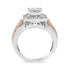 14K White and Rose Gold 1 1/8 Cttw Princess and Round-Cut Diamond Art Deco Style Triple Shank Halo Cocktail Ring (I-J Color, SI2-I1 Clarity)